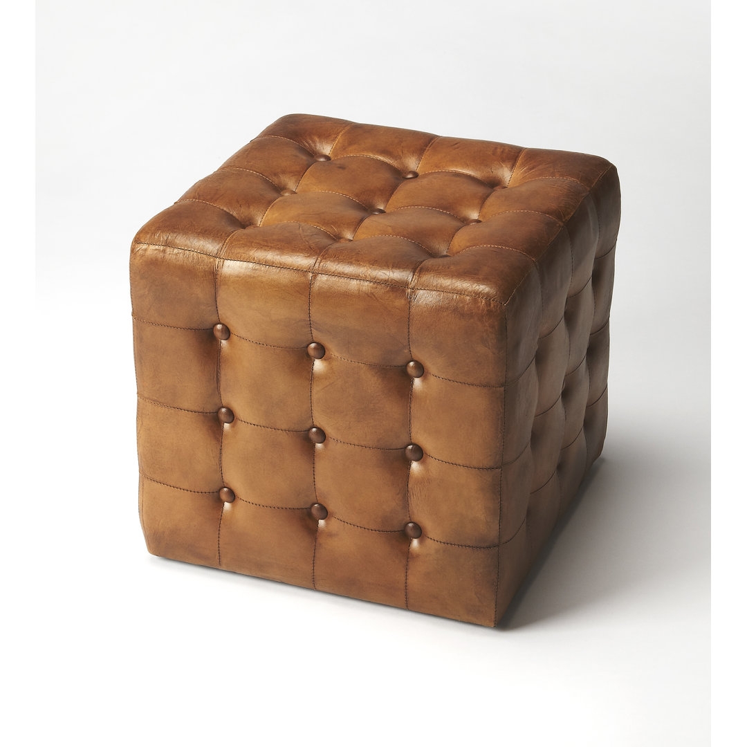 Butler Leon Button Tufted Leather Ottoman - Image 0