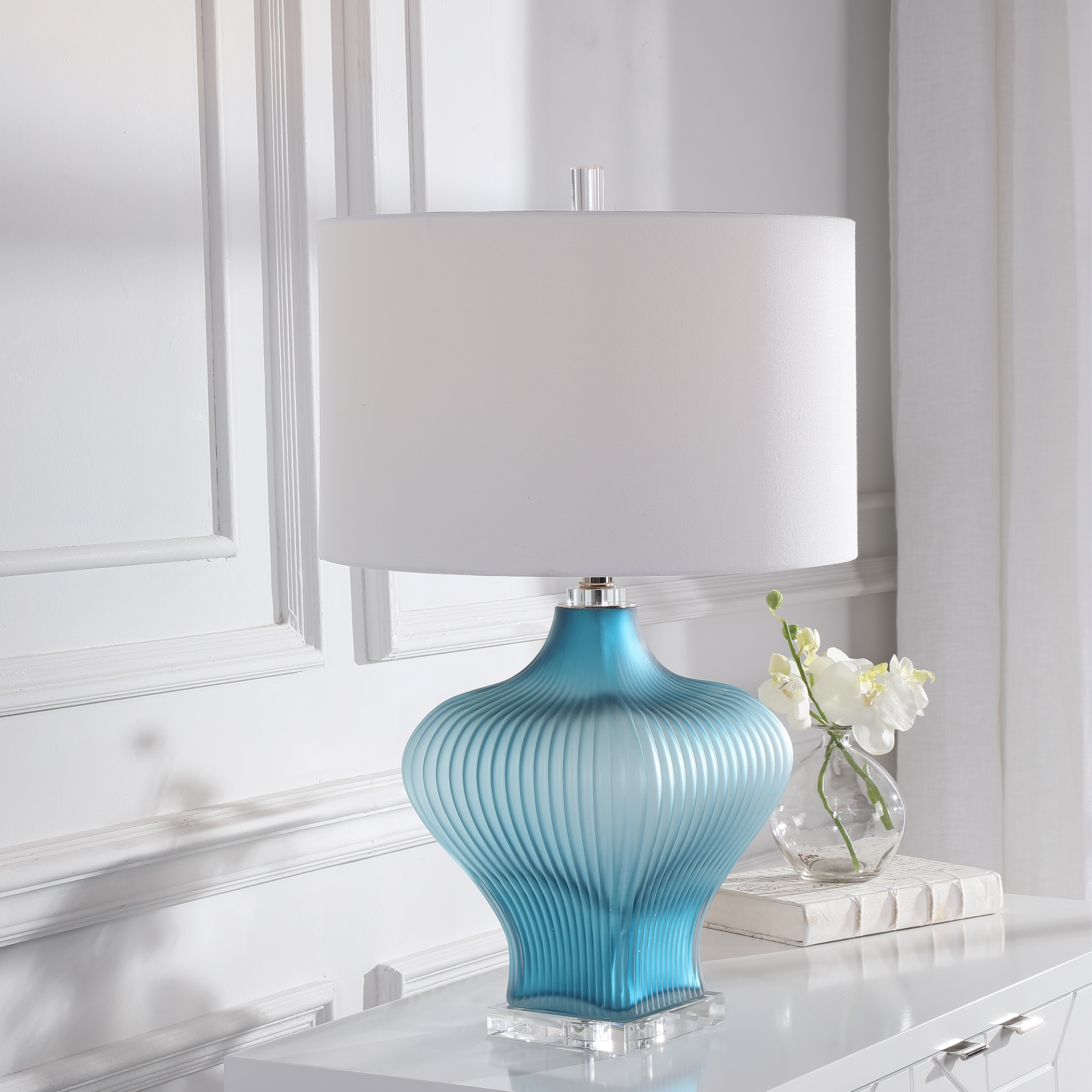 Marjorie Frosted Turquoise Table Lamp - Image 0