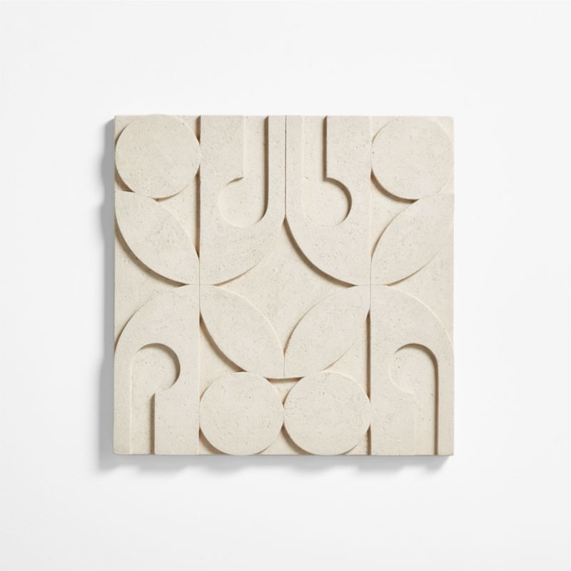 'Fyre 24' Hand-Carved White Tile Wall Art Decor 24"x1.5" - Image 0