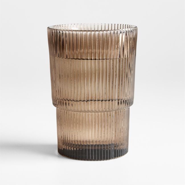 Atwell 16-oz. Taupe Stackable Ribbed Highball Glass - Image 0