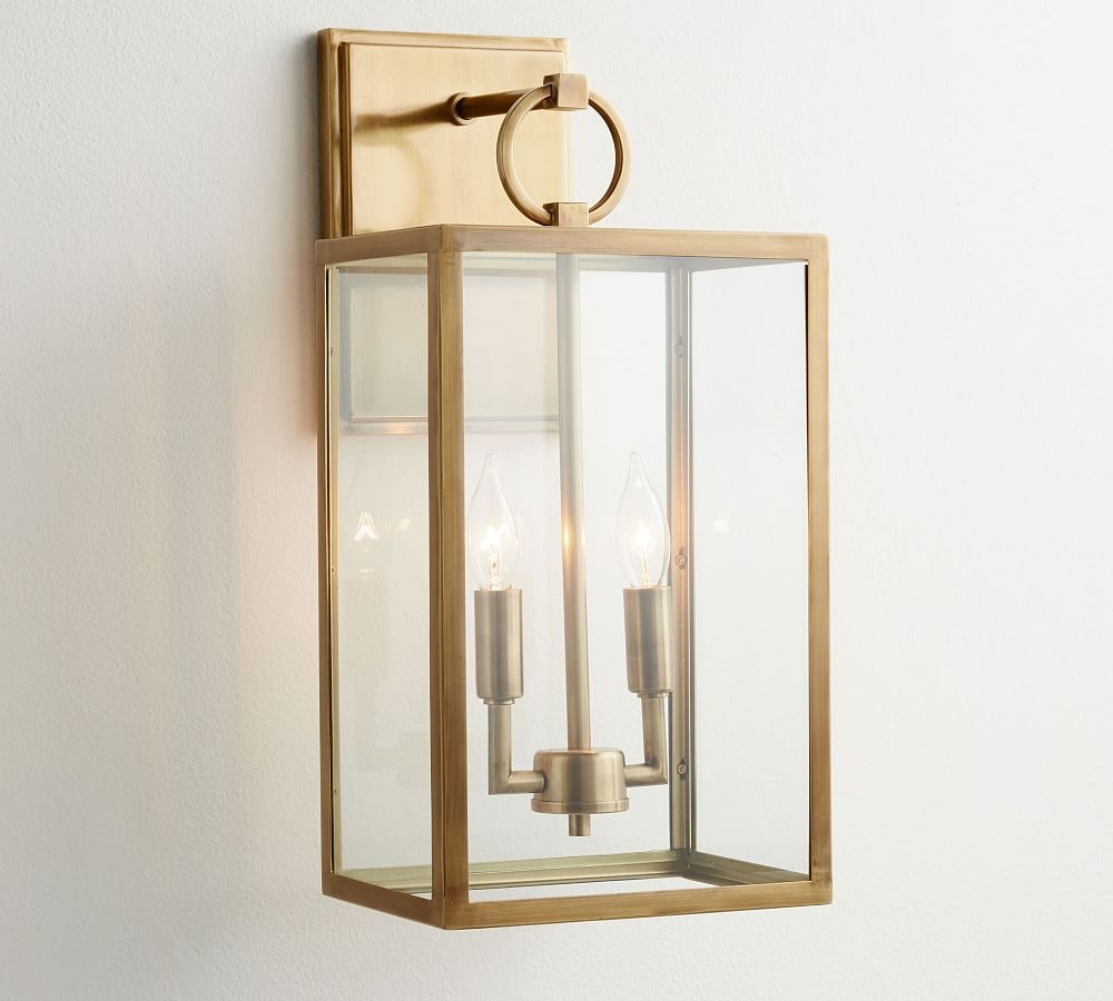 Manor Glass & Iron Sconce, Tumbled Brass - Image 0
