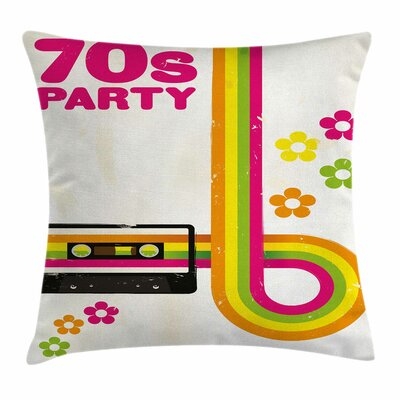 70s Party Casette Tape Square Pillow Cover - Image 0