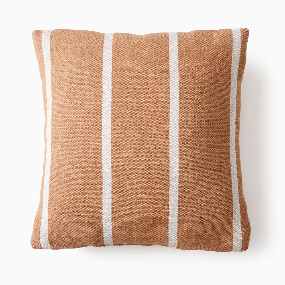Outdoor Simple Stripe Pillow, 20"x20", Camel - Image 0