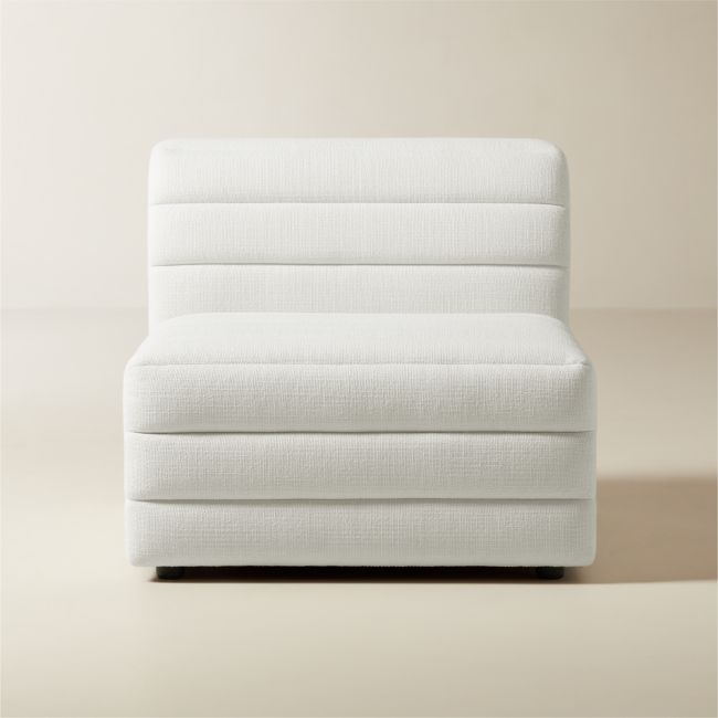 Strato Channeled Ivory Performance Fabric Armless Chair - Image 0