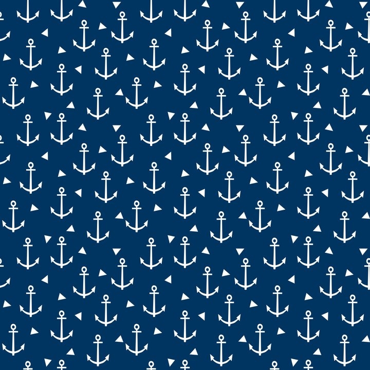 Anchors And Triangles Minimal Navy And White Trendy Sailing Pattern Sailor Print Throw Pillow by Charlottewinter - Cover (16" x 16") With Pillow Insert - Indoor Pillow - Image 1