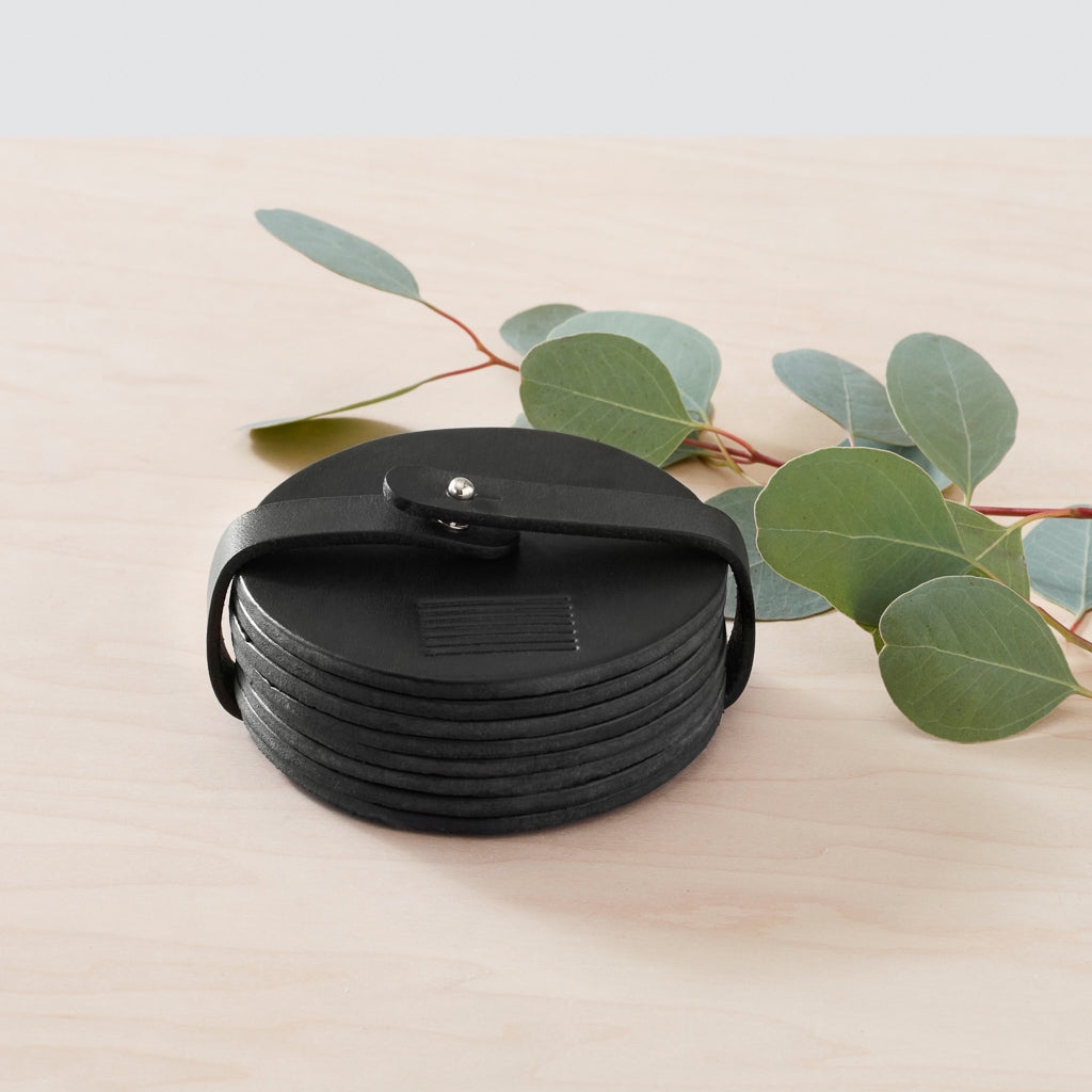 The Citizenry Azad Leather Coasters | Black - Image 0