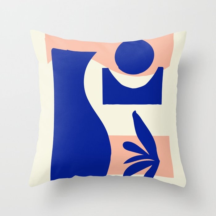 Blue Jar Throw Pillow by Grace - Cover (18" x 18") With Pillow Insert - Outdoor Pillow - Image 0