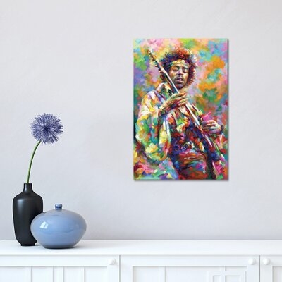 Jimi Hendrix by Leon Devenice - Wrapped Canvas Painting Print - Image 0
