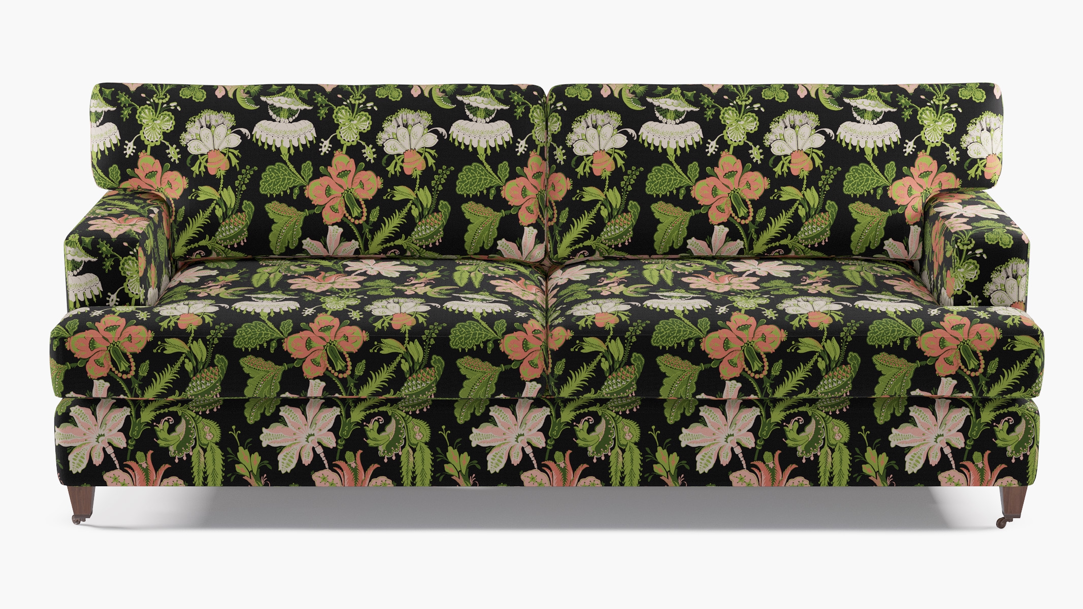 Classic Sofa, Coral Onyx Rossetta, Walnut with Antique Brass Caster - Image 0