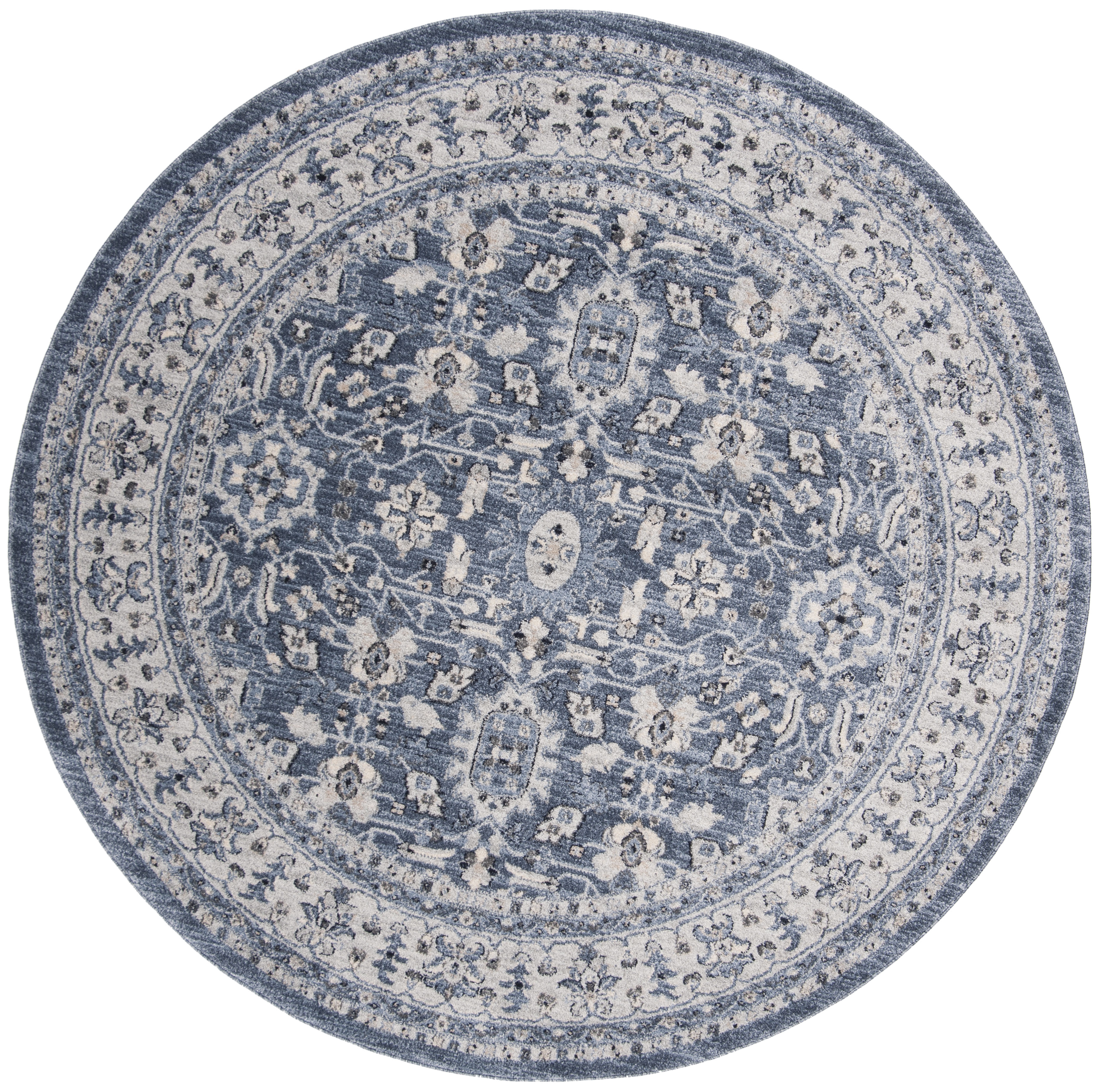 Arlo Home Woven Area Rug, CHL412N, Navy/Cream,  6' 7" X 6' 7" Round - Image 0