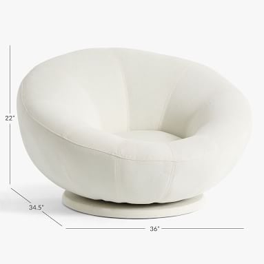 Chenille Washed Ivory Groovy Swivel Chair - Image 1