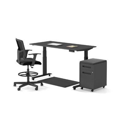 Standing Desk Home Office Bundle (Electric Standard - Black Frame/Black Top, 60" Wide) - Image 0
