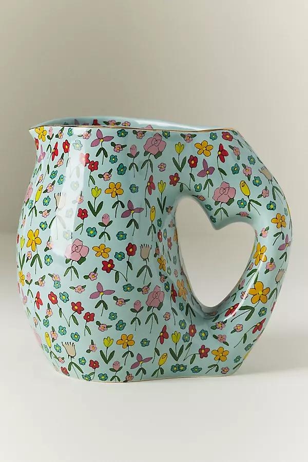 Blooming Hearts Stoneware Pitcher - Image 0