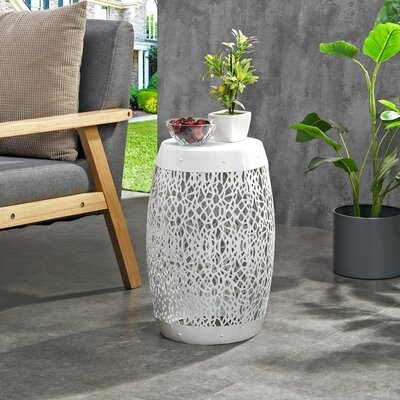 Dakota Fields & Co. White Isadora Abstract Indoor Outdoor End Table - Image 0