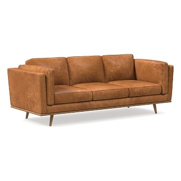Zander 90" Sofa, Outback Leather, Tan, Almond - Image 1