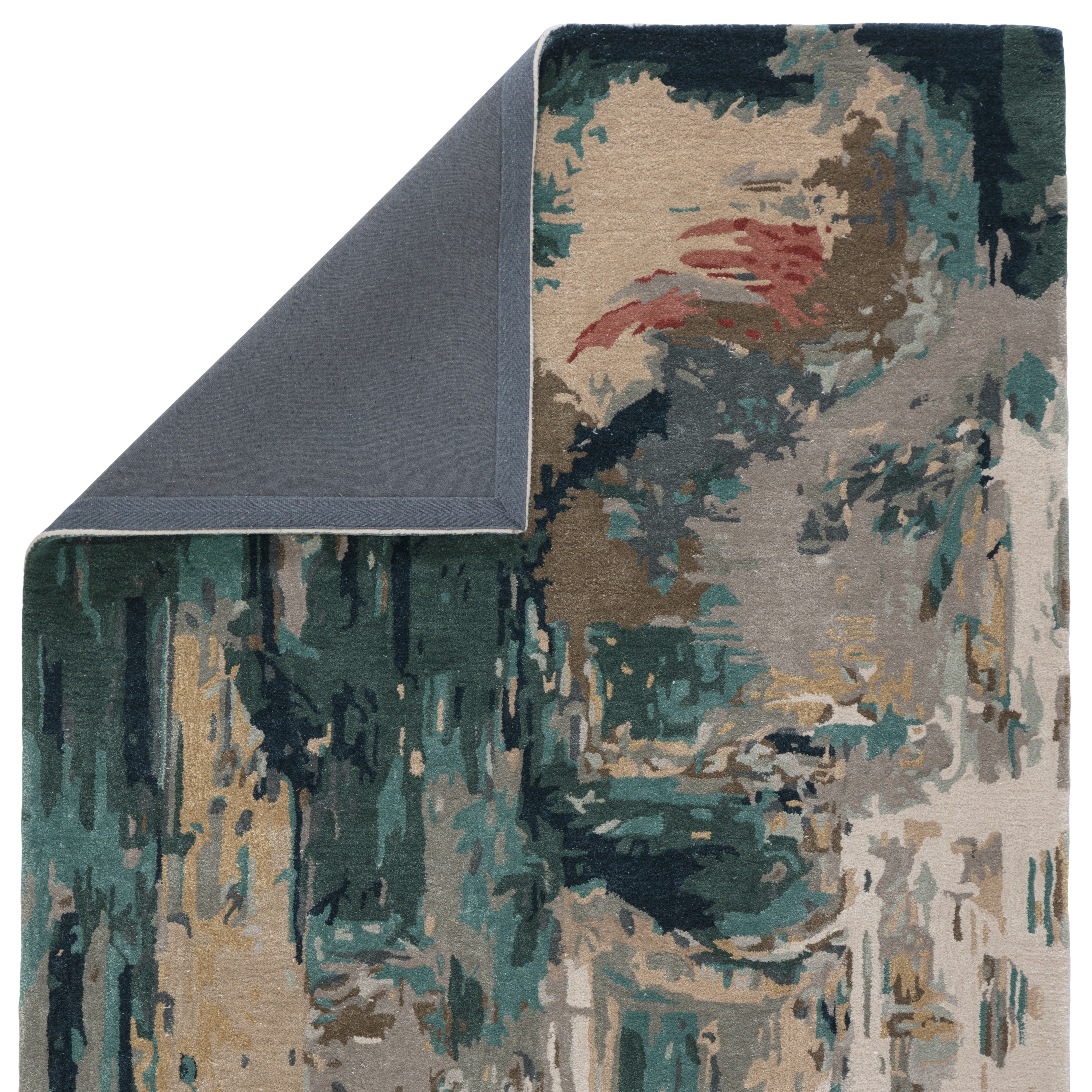 Luella Handmade Abstract Teal/ Gray Area Rug (8'X11') - Image 2