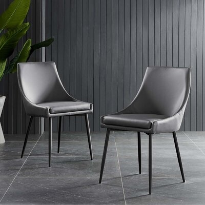 Chadwicks Vegan Leather Dining Chairs - Set Of 2 In Black Gray - Image 0