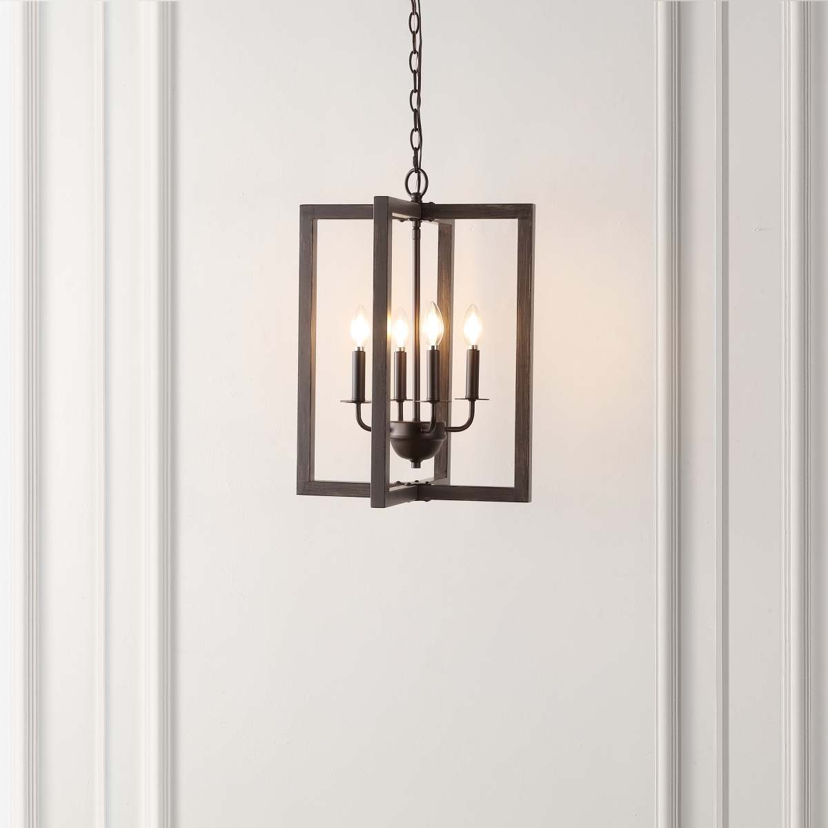 Winter 4Lt 16" Pendant - Walnut/Oil Rub Bronze - Safavieh - Image 4