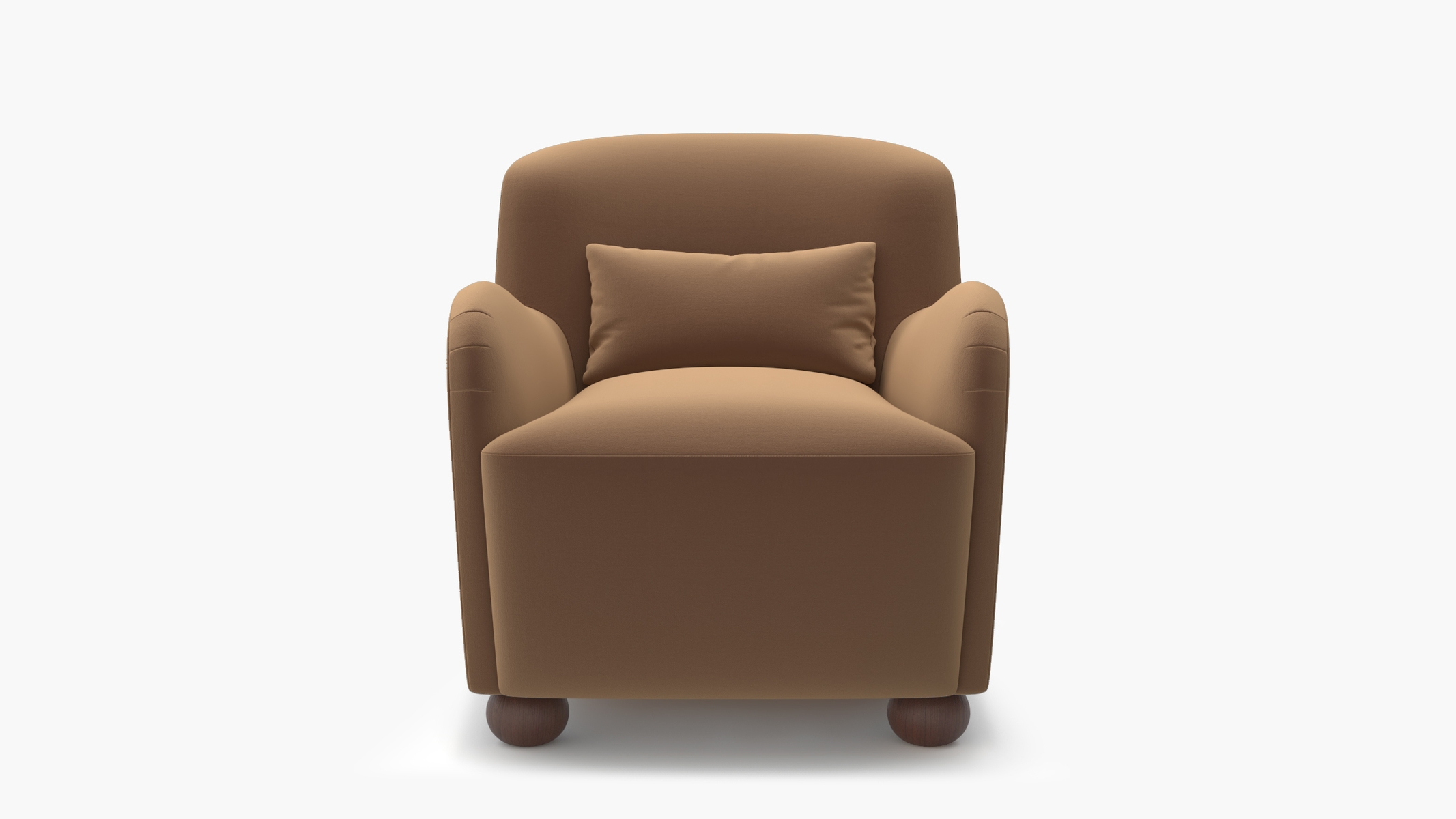Club Chair, Fawn Performance Velvet, Walnut Bun Foot - Image 0