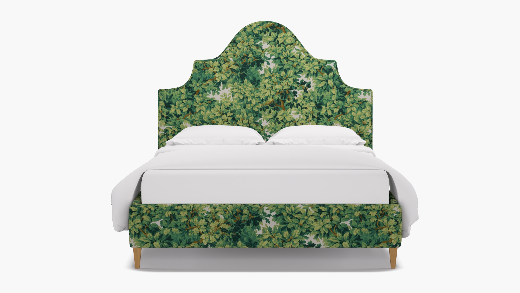 Statement Bed, Verdure Bois De Chene, Natural Square Tapered Leg, King - Image 0