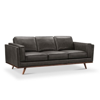 Cadelaria Leather Sofa, Gray - Image 0