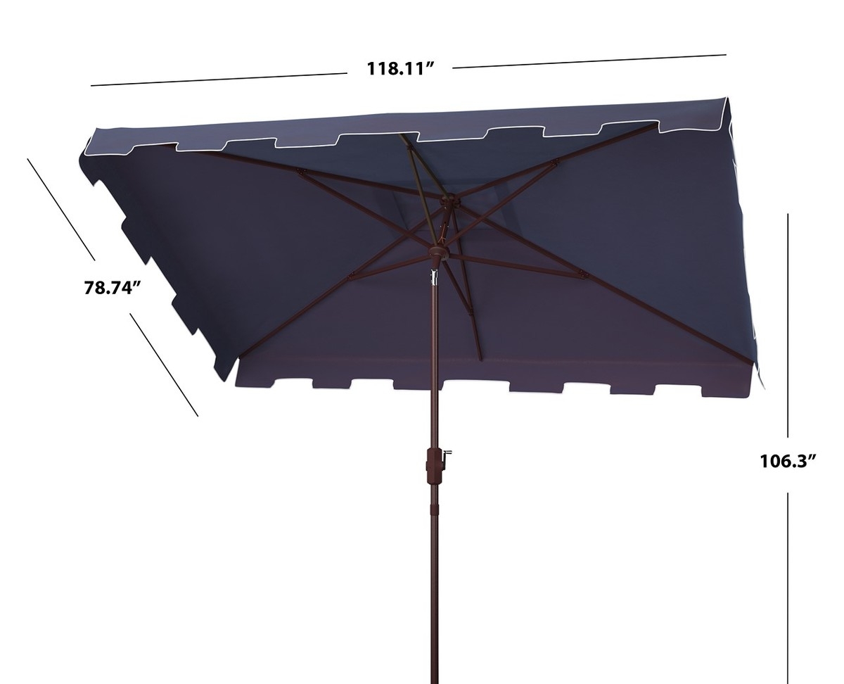 Zimmerman 6.5 x 10 Rectangle Umbrella - Navy/White - Safavieh - Image 4