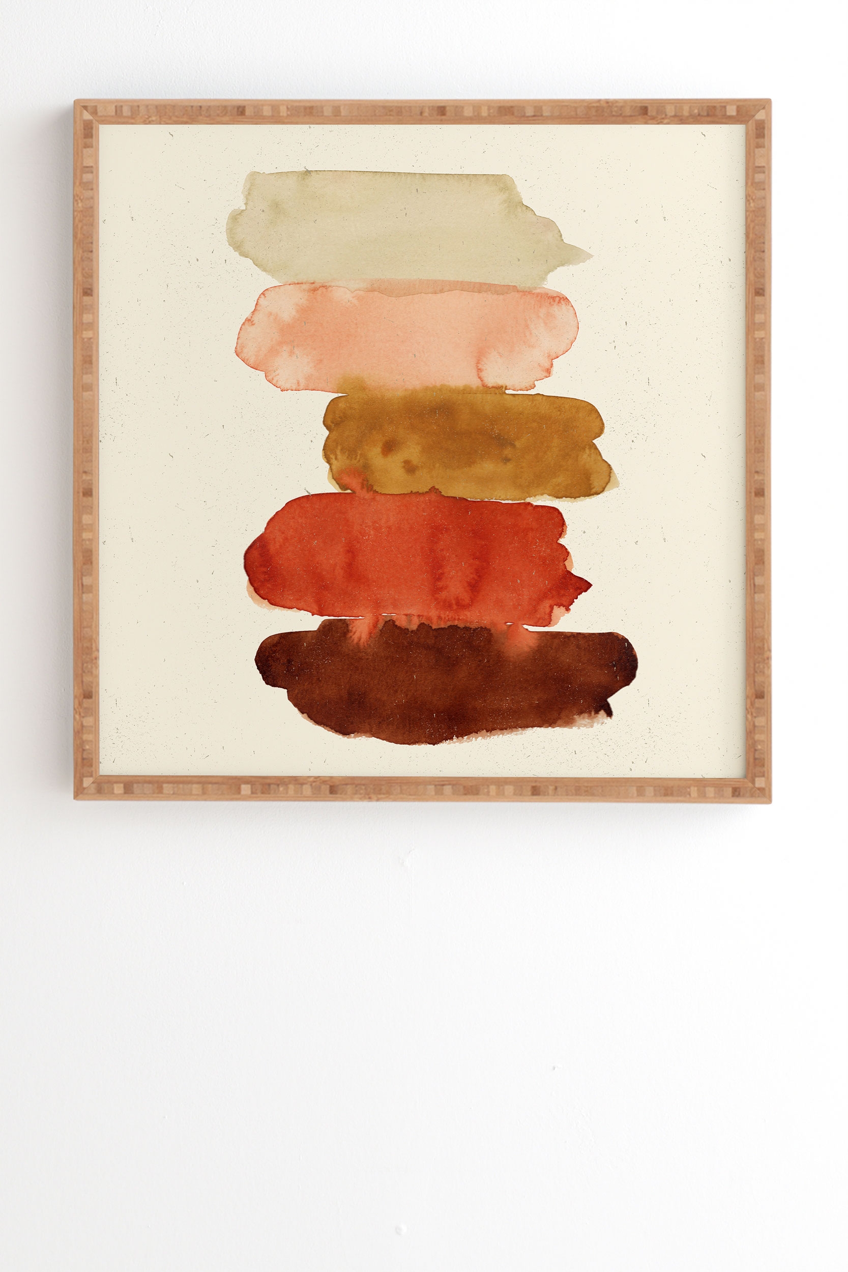 Watercolor Swatches Rust Brown by Pauline Stanley - Framed Wall Art Bamboo 11" x 13" - Image 1