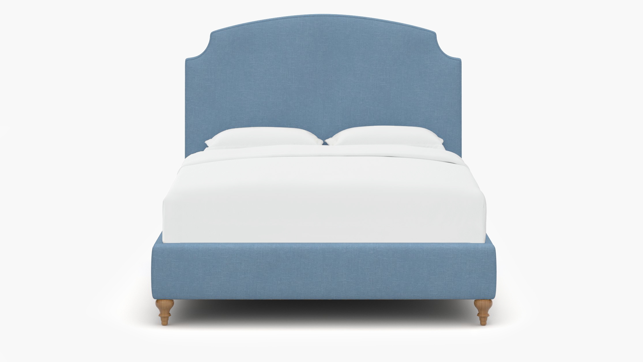 Cove Bed, French Blue Everyday Linen, Natural Traditional Turned Leg, Twin - Image 0