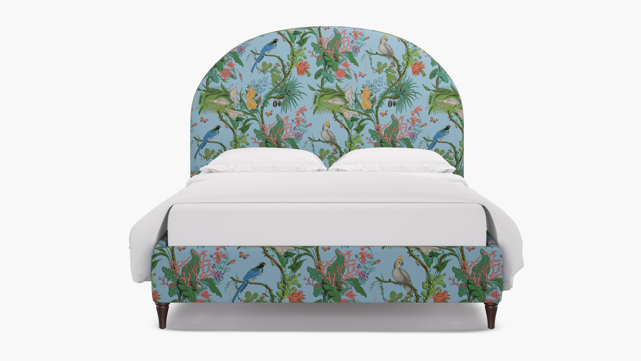 Demilune Bed, Sky Cinque Terra, Espresso Decorative Tapered Leg, King - Image 0