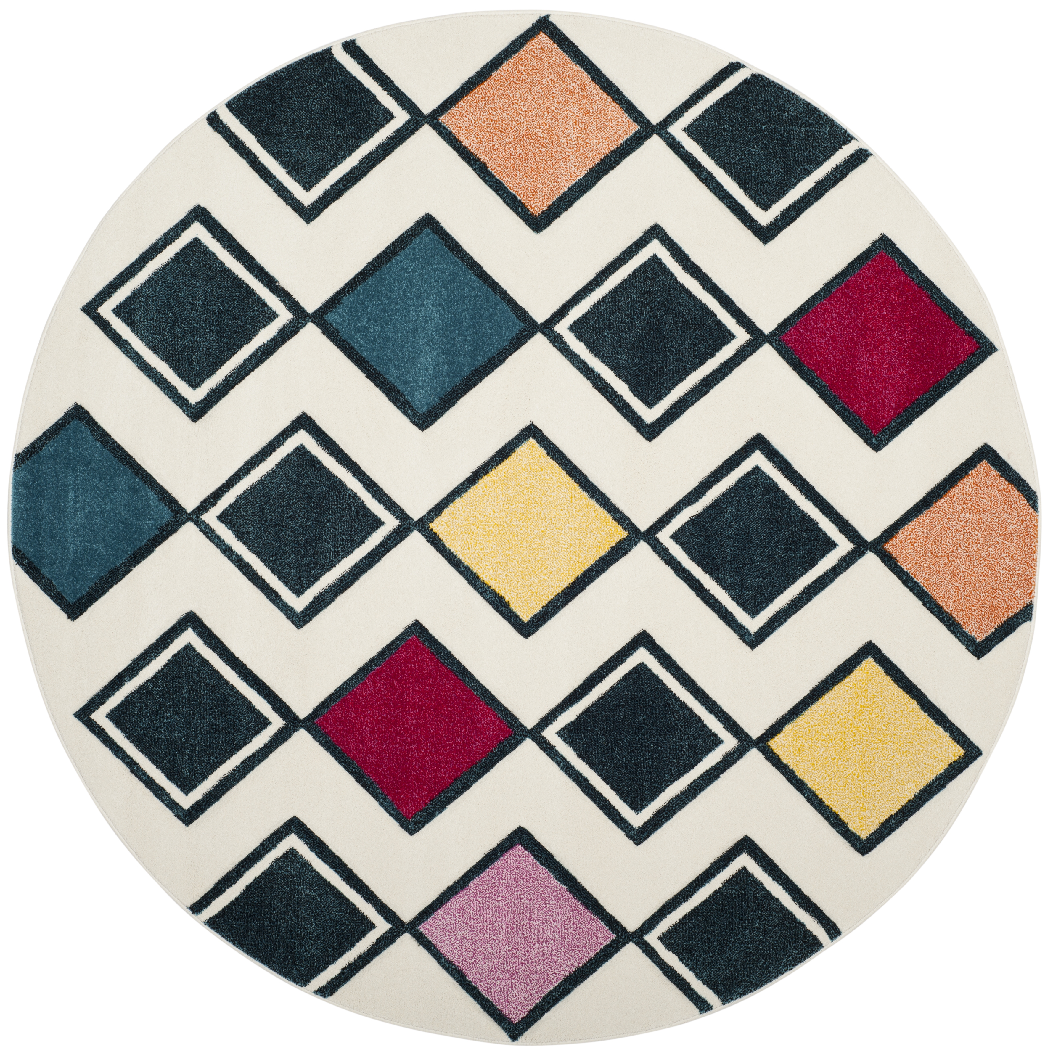 Arlo Home Woven Area Rug, HLW704B, Ivory/Peacock Blue,  6' 7" X 6' 7" Round - Image 0