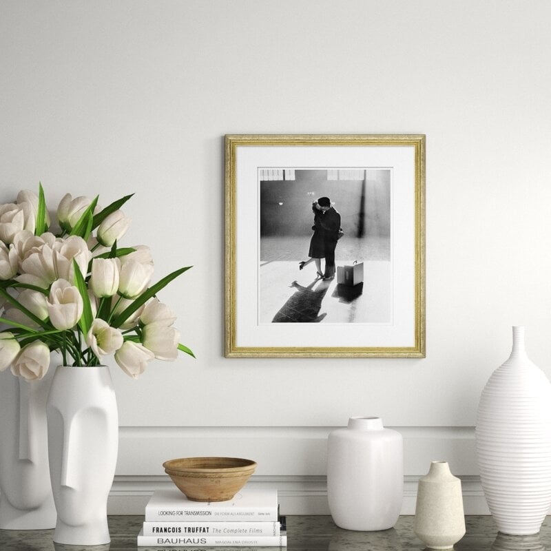 Photos by Getty Images 'Couple Kissing in Train Station' Framed Photographic Print - Image 0