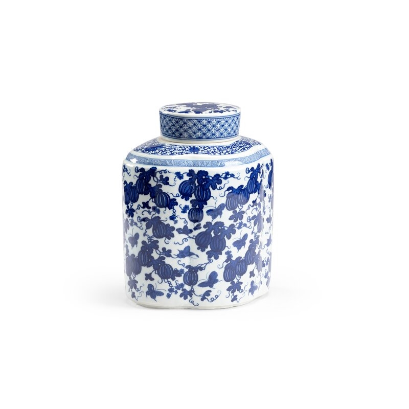 Chelsea House White/Blue 11.5"" Ceramic Ginger Jar - Image 0