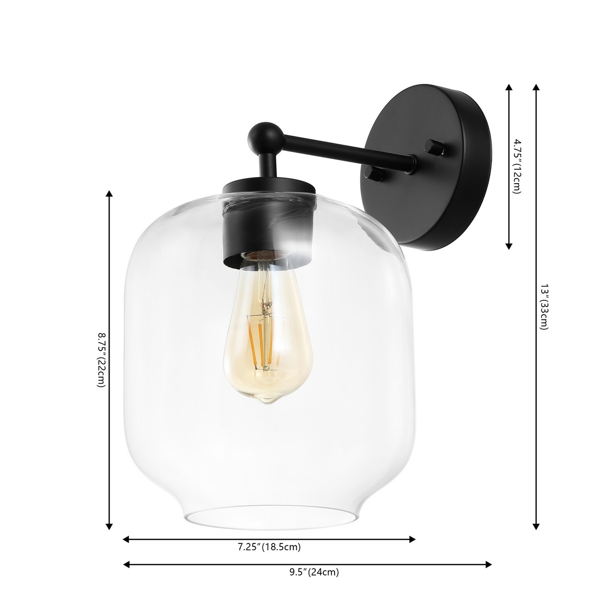 Edie 9.5" Wall Sconce - Black - Safavieh - Image 5