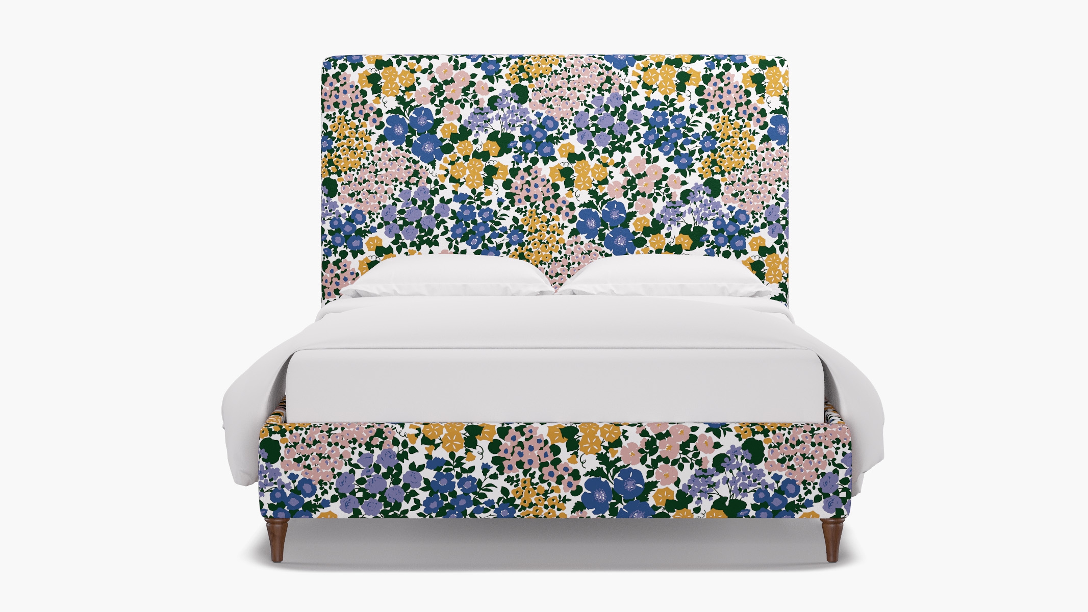 Classic Bed, Lavender Million Flowers, Walnut Decorative Tapered Leg, Twin - Image 0