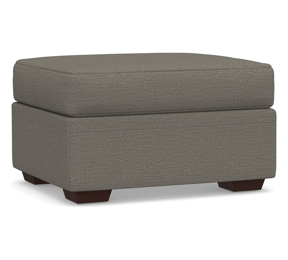 Pearce Modern Upholstered Ottoman, Polyester Wrapped Cushions, Chunky Basketweave Metal - Image 0