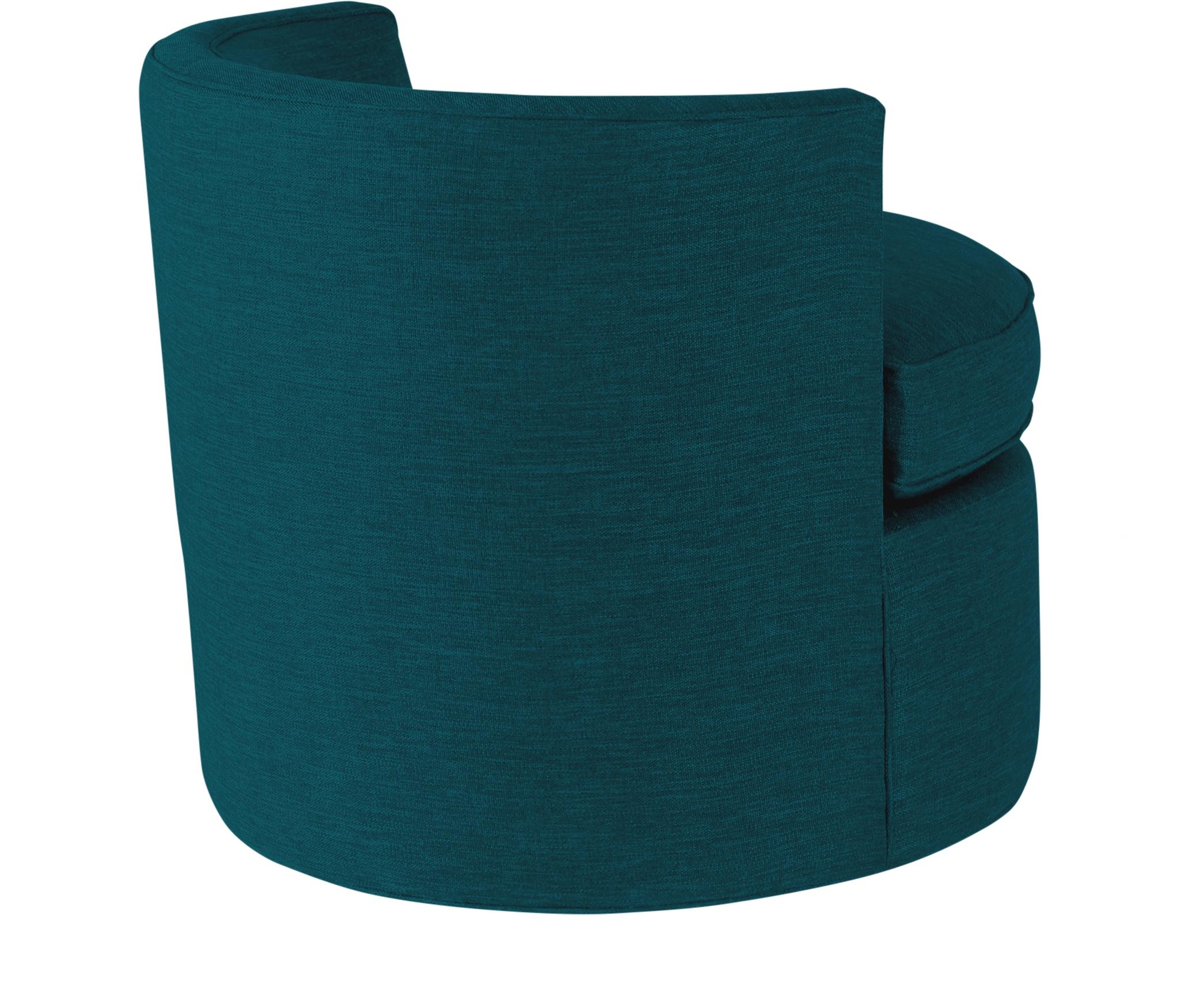 Blue Carly Mid Century Modern Swivel Chair - Lucky Turquoise - Image 3