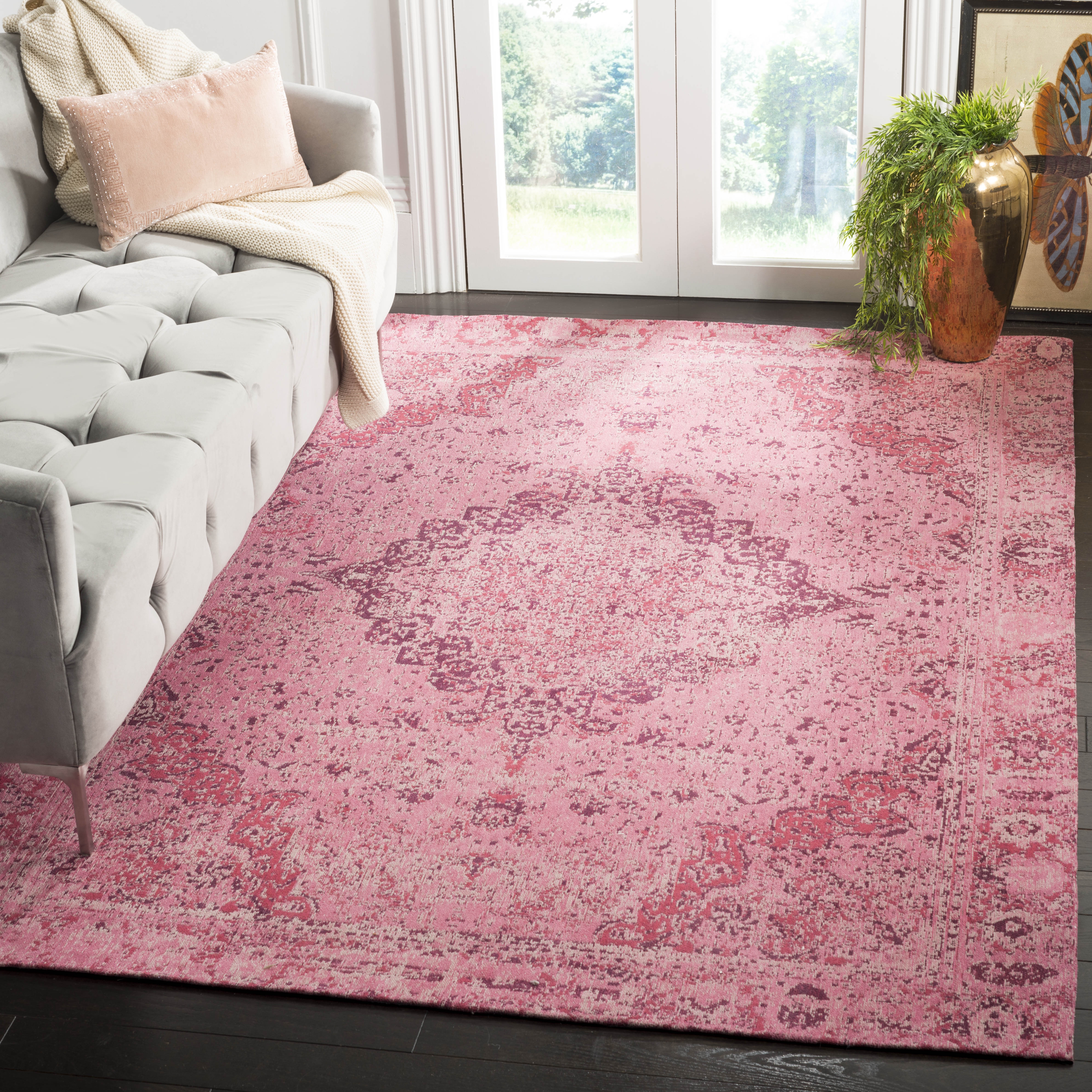 Arlo Home Woven Area Rug, CLV110R, Fuchisa,  6' X 9' - Image 1