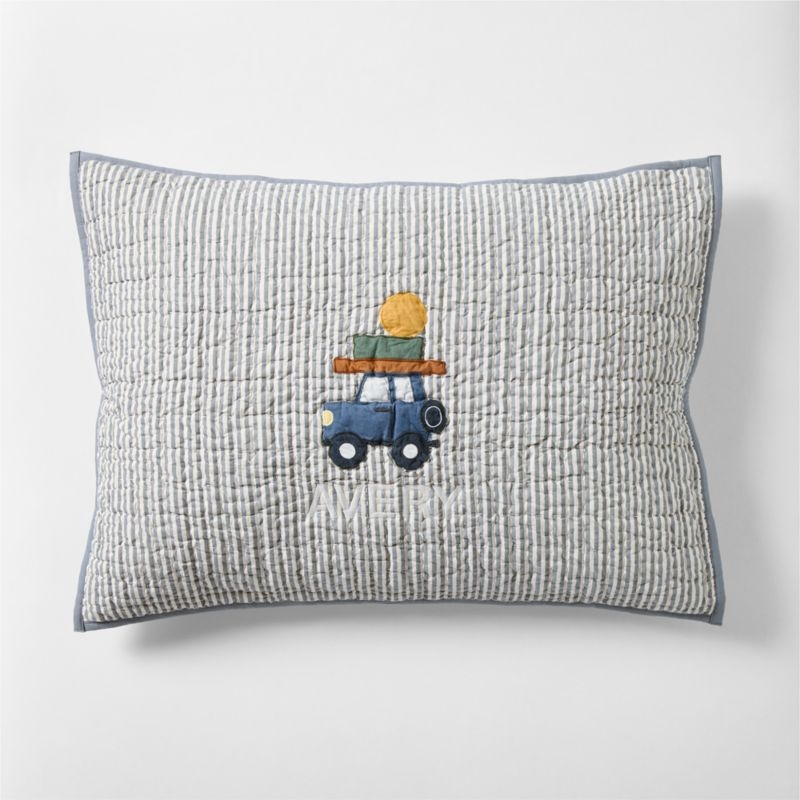 Wheely Cool Embroidered Cotton Kids Pillow Sham - Image 2