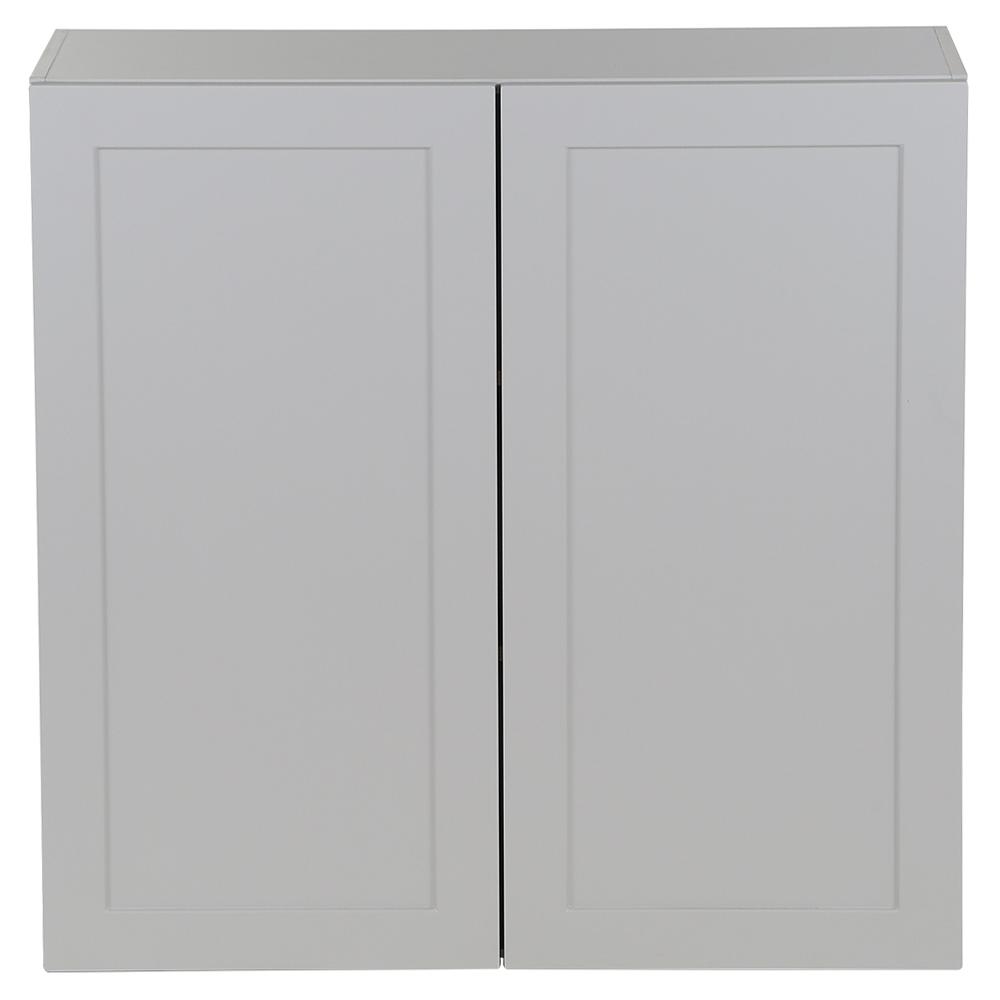Hampton Bay Cambridge Shaker Assembled 36 in. x 36 in. x 12.5 in. Wall Cabinet in Gray - Image 0