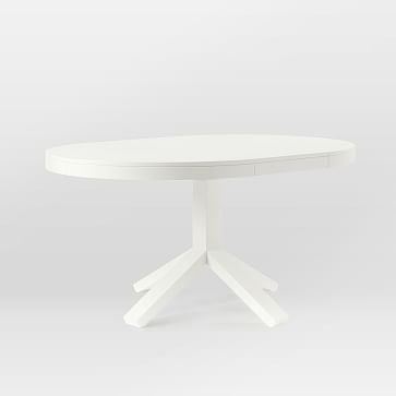 Poppy Expandable Dining Table, Round, 42-60", White - Image 3