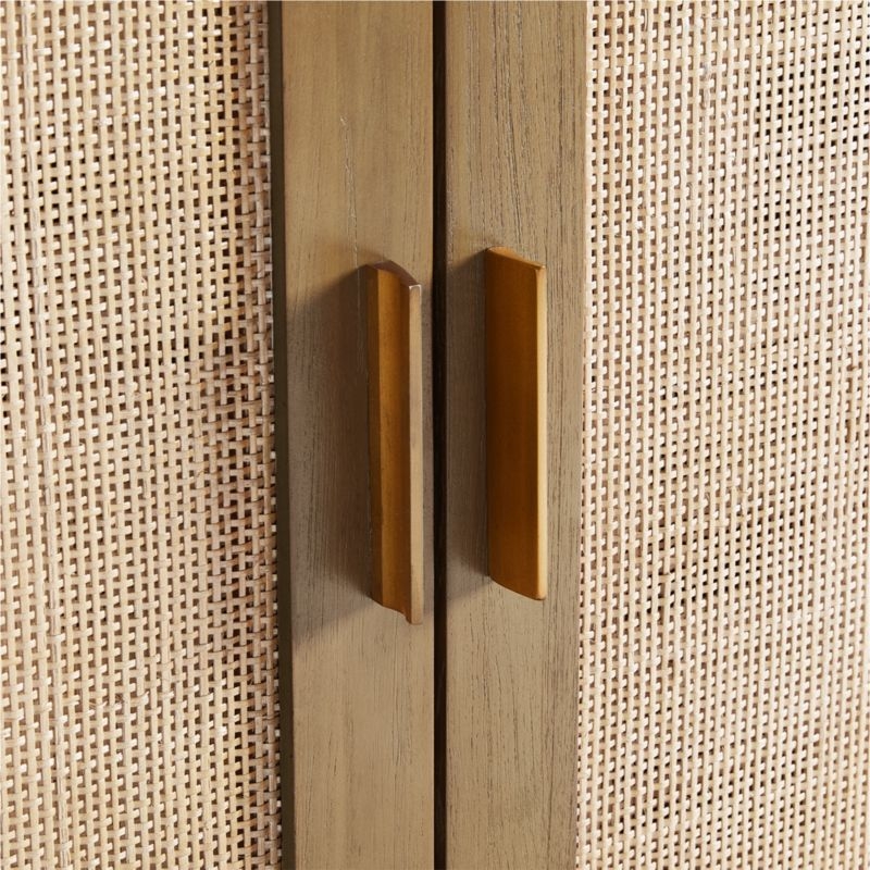 Blake Light Brown Teak and Rattan 2-Door Storage Cabinet - Image 7