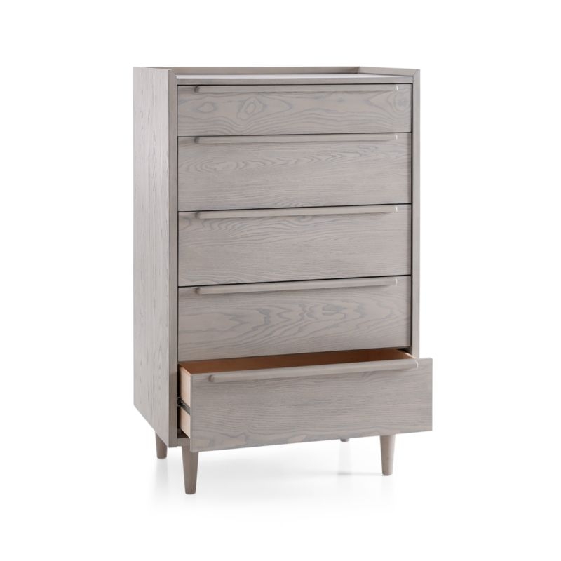 Tate Stone Grey Wood 5-Drawer Chest - Image 2