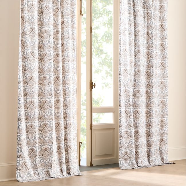 Entwined Elephants Natural Curtain Panel 108" - The White Lotus - Image 0