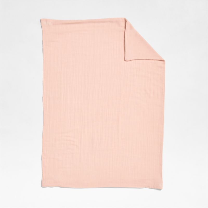 Supersoft Pale Pink Organic Cotton Gauze Toddler Duvet Cover - Image 3