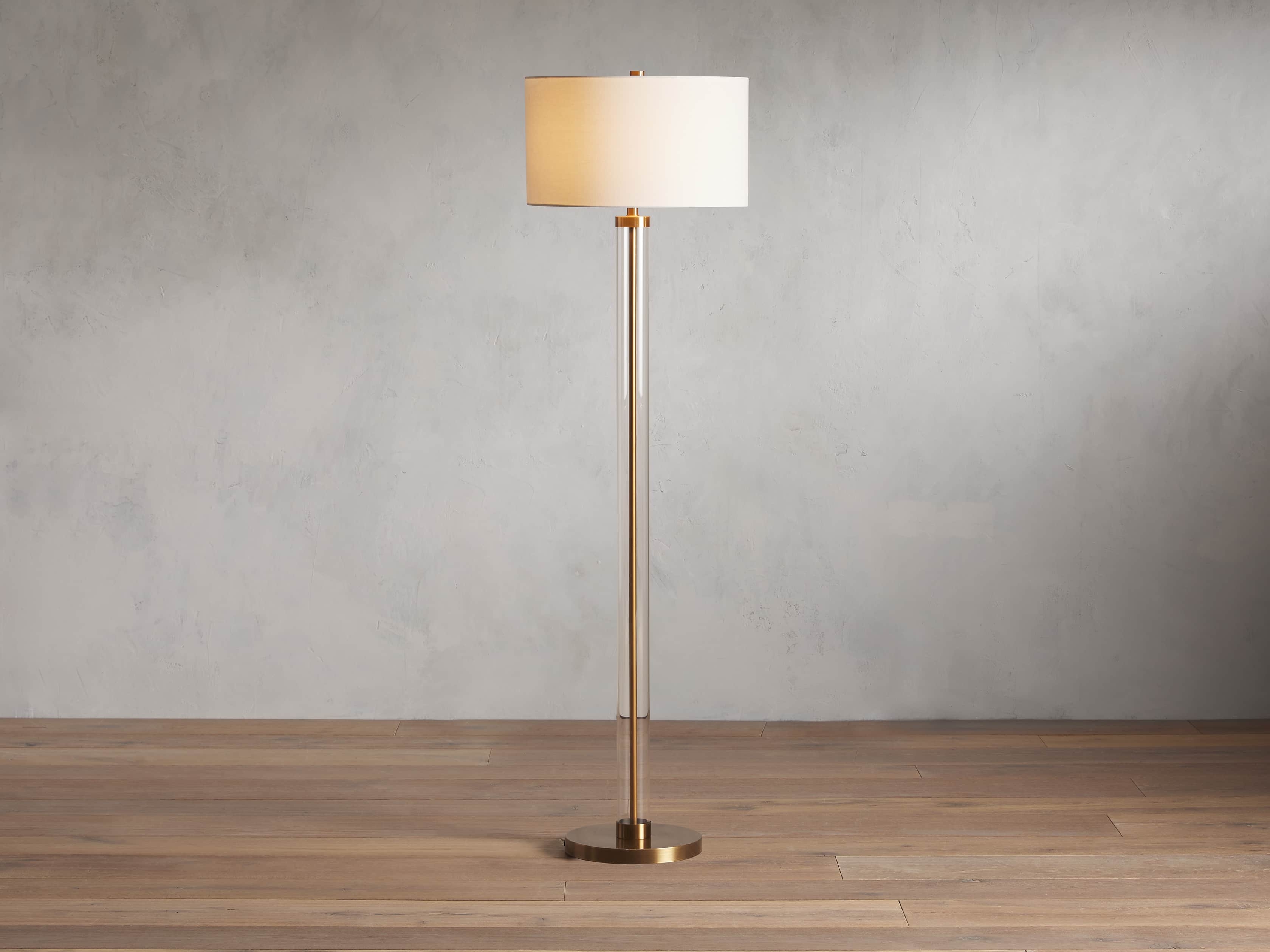 Glass Column Floor Lamp in Brass - Image 0