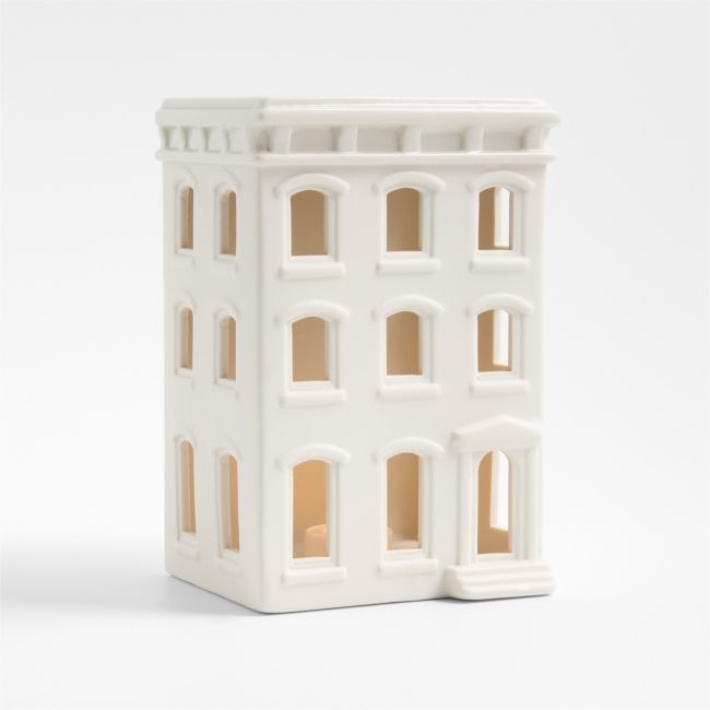 White Ceramic Holiday Italianate Brownstone - Image 0