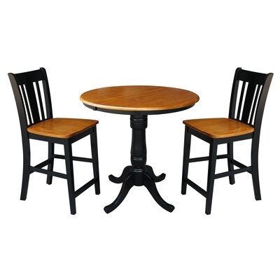 Counter Height Dining Set With Matching Slat Back Stools - Image 0