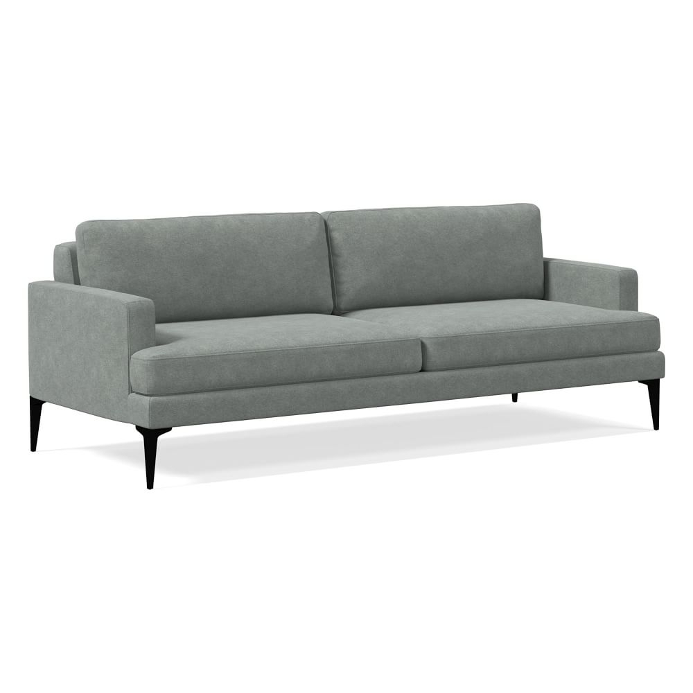 Andes 86" Multi-Seat Sofa, Petite Depth, Distressed Velvet, Mineral Gray, Dark Pewter - Image 0