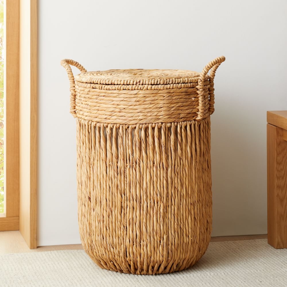 Vertical Lines Baskets, Large Hamper, Natural - Image 0