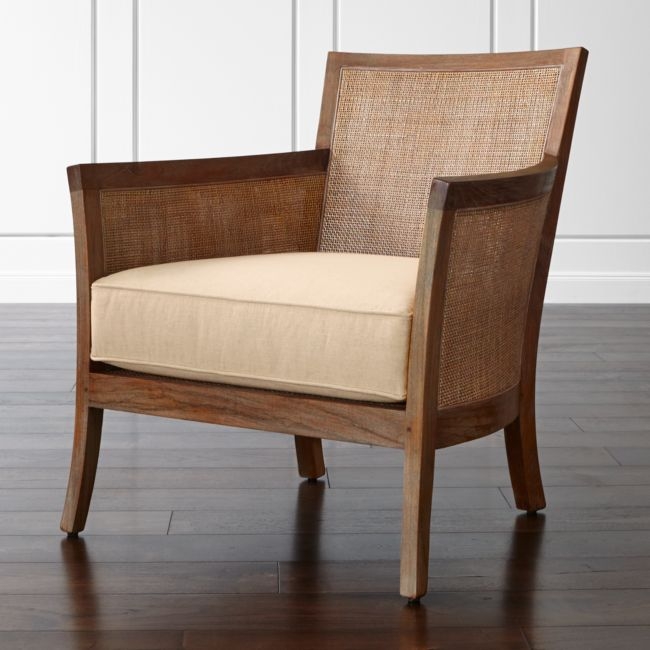 Blake Grey Wash Rattan Chair with Fabric Cushion - Image 1